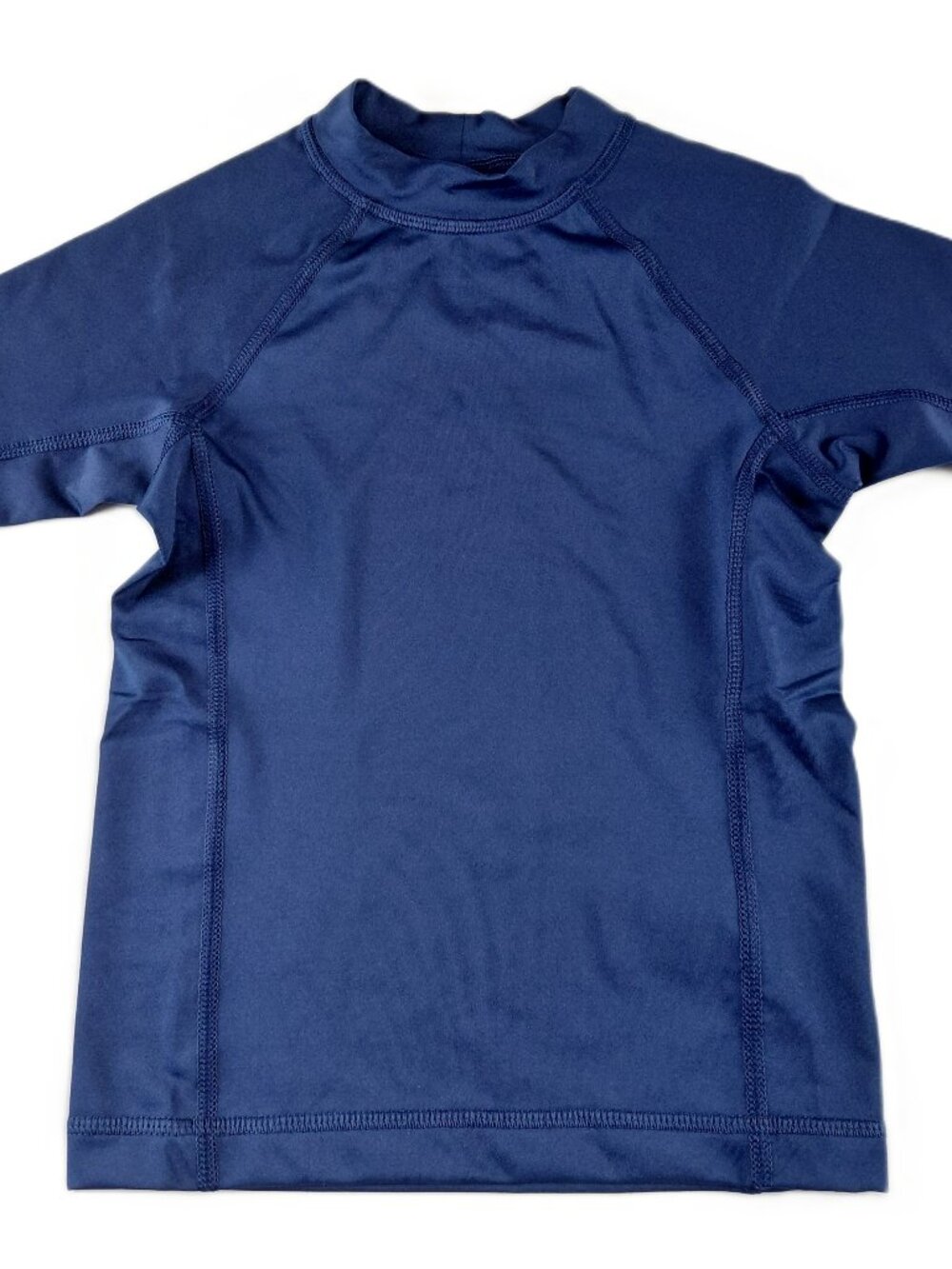 Lands' End Short Sleeve Rash Guard Boys Size XXS 2-3 Deep Sea Navy Swim UPF 50
